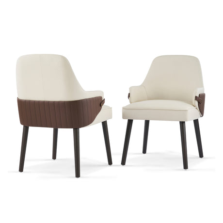 Modern Beige Brown Fabric Dining Chairs (2) | OROA