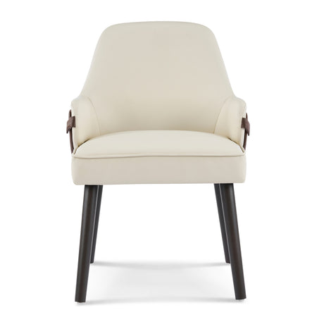 Modern Beige Brown Fabric Dining Chairs (2) | OROA