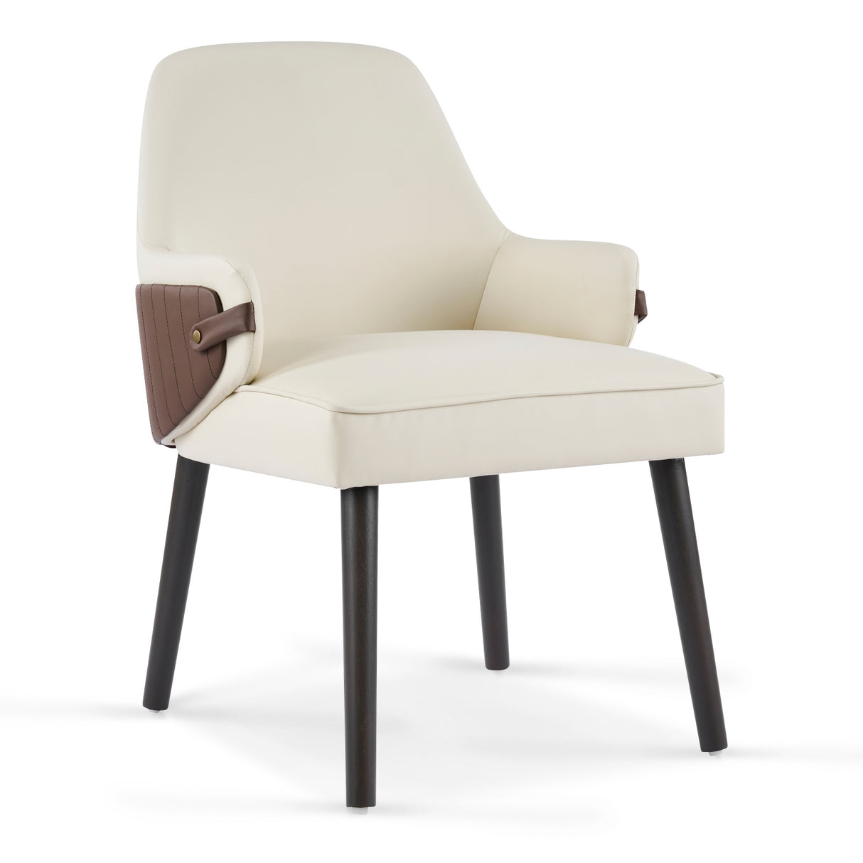 Modern Beige Brown Fabric Dining Chairs (2) | OROA