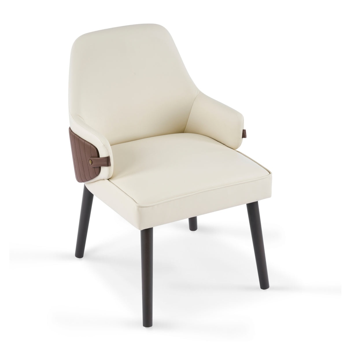 Modern Beige Brown Fabric Dining Chairs (2) | OROA