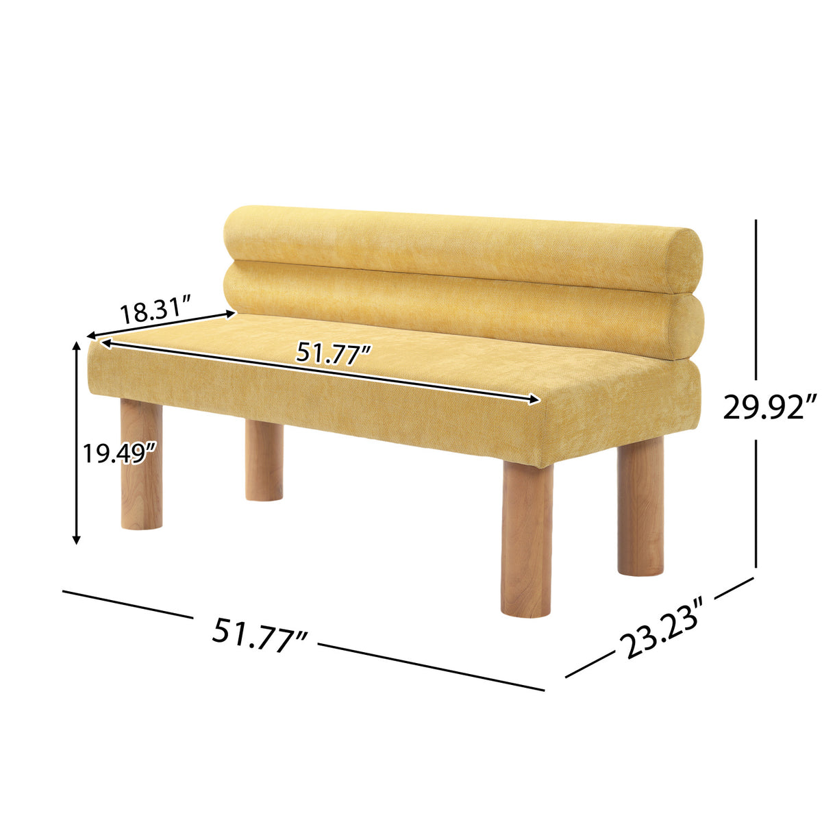 Yellow Upholstered Dining Bench | OROA