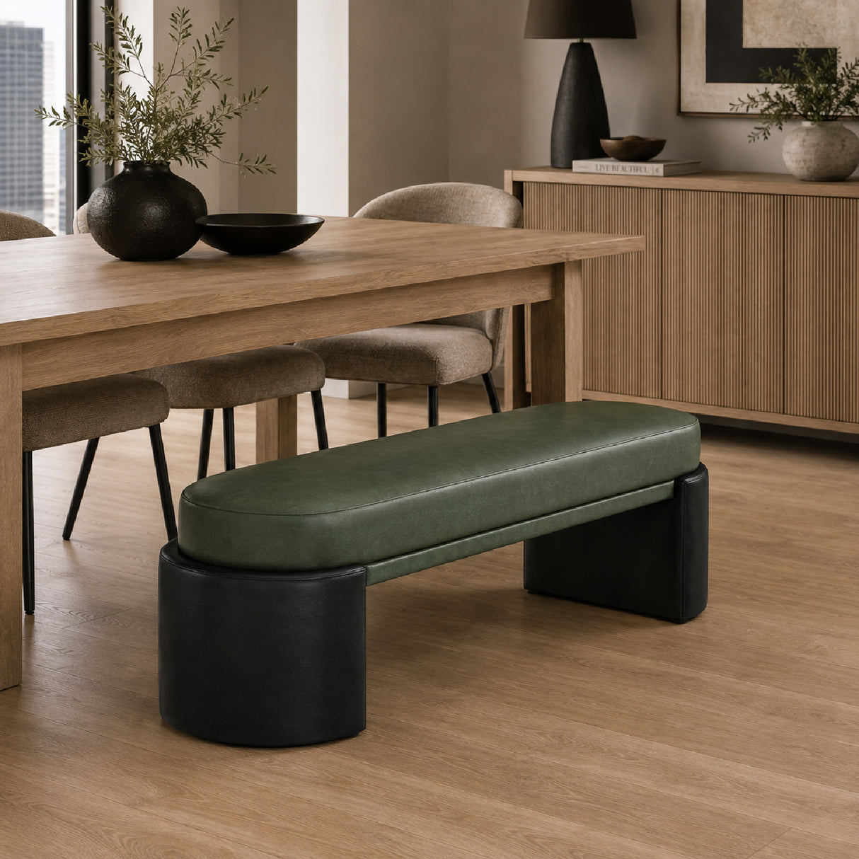 Modern PU Upholstered Dining Bench | OROA