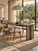 Walnut Dining Table with Rattan Panel Legs | Maison Naturelle