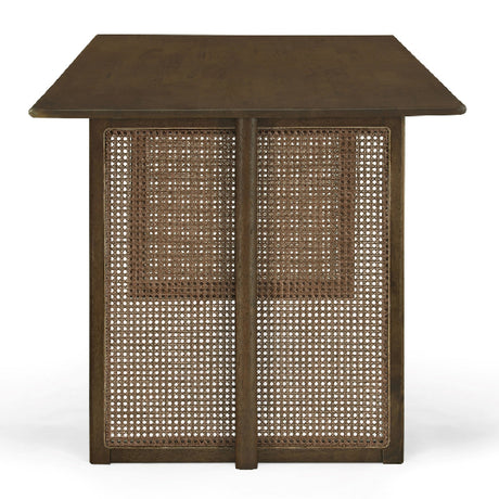 Modern European furniture - Walnut Dining Table with Rattan Panel Legs - www.oroa.com