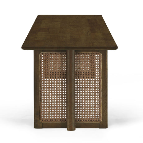 Modern European furniture - Walnut and Rattan Dining Bench - www.oroa.com