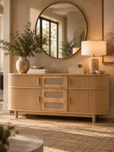 Modern European furniture - 60" Natural Fluted Sideboard - www.oroa.com