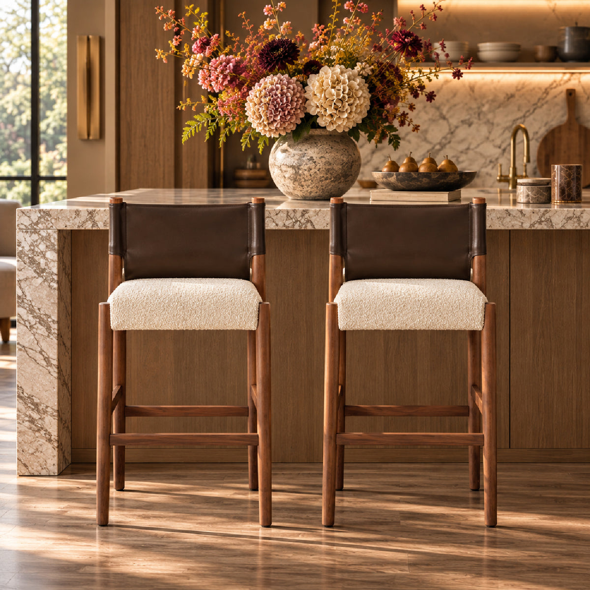 Modern Solid Wood Barstools (2) | OROA