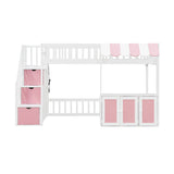 Twin Size Loft Bed with Storage Steps LED Light | OROA Kids