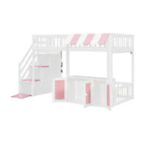 Twin Size Loft Bed with Storage Steps LED Light | OROA Kids