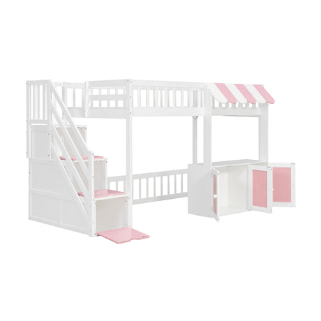 Twin Size Loft Bed with Storage Steps LED Light | OROA Kids