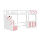 Twin Size Loft Bed with Storage Steps LED Light | OROA Kids