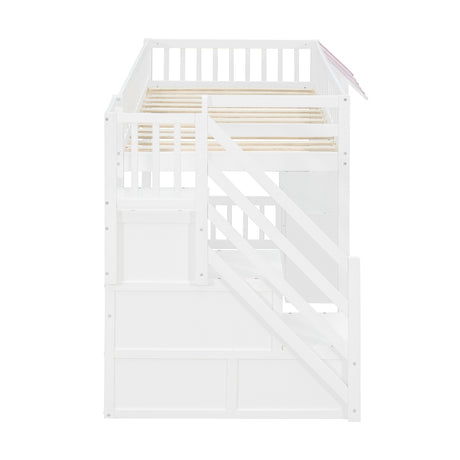 Twin Size Loft Bed with Storage Steps LED Light | OROA Kids