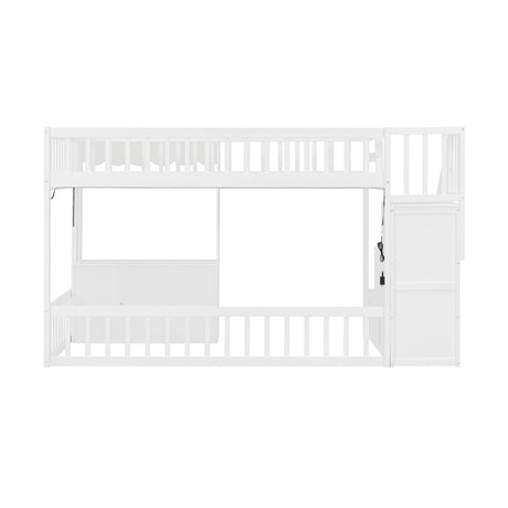 Twin Size Loft Bed with Storage Steps LED Light | OROA Kids
