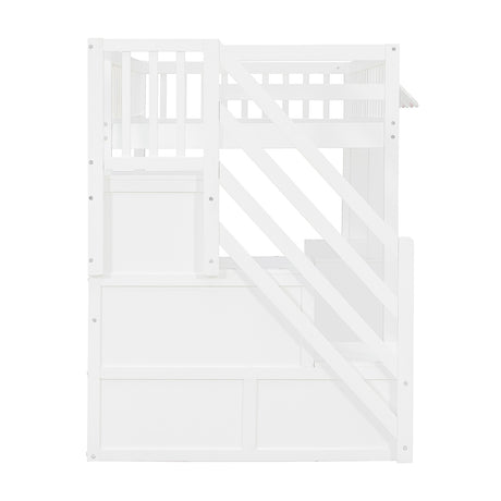 Twin Size Loft Bed with Storage Steps LED Light | OROA Kids