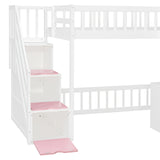 Twin Size Loft Bed with Storage Steps LED Light | OROA Kids