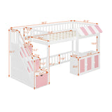 Twin Size Loft Bed with Storage Steps LED Light | OROA Kids