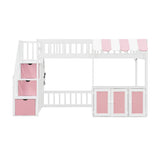 Twin Size Loft Bed with Storage Steps LED Light | OROA Kids