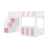 Twin Size Loft Bed with Storage Steps LED Light | OROA Kids