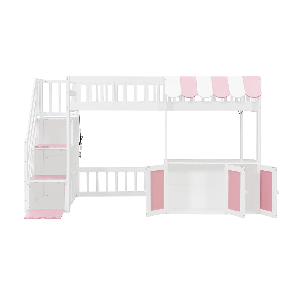 Twin Size Loft Bed with Storage Steps LED Light | OROA Kids