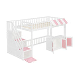 Twin Size Loft Bed with Storage Steps LED Light | OROA Kids