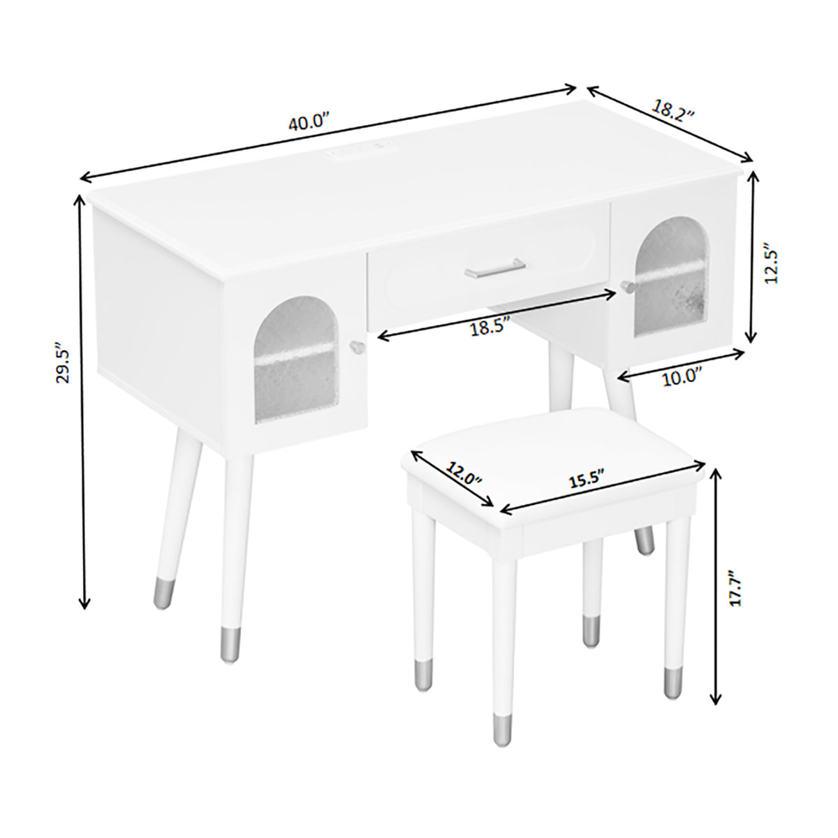 Modern White Vanity Makeup Table and Chair Set | OROA Kids