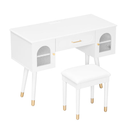 Modern White Vanity Makeup Table and Chair Set - OROA Kids - view 3