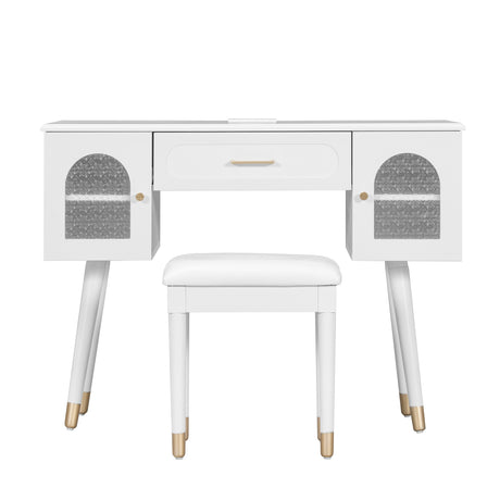 Modern White Vanity Makeup Table and Chair Set - OROA Kids - view 1