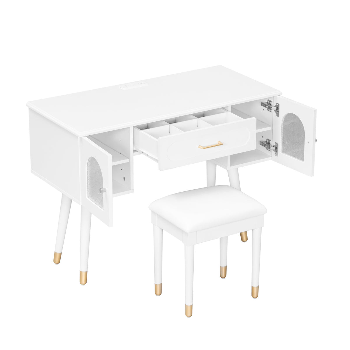 Modern White Vanity Makeup Table and Chair Set | OROA Kids
