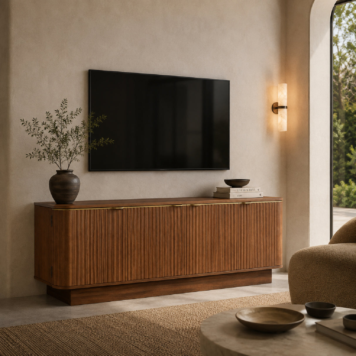 Mid-Century Brown Modern TV Stand | OROA
