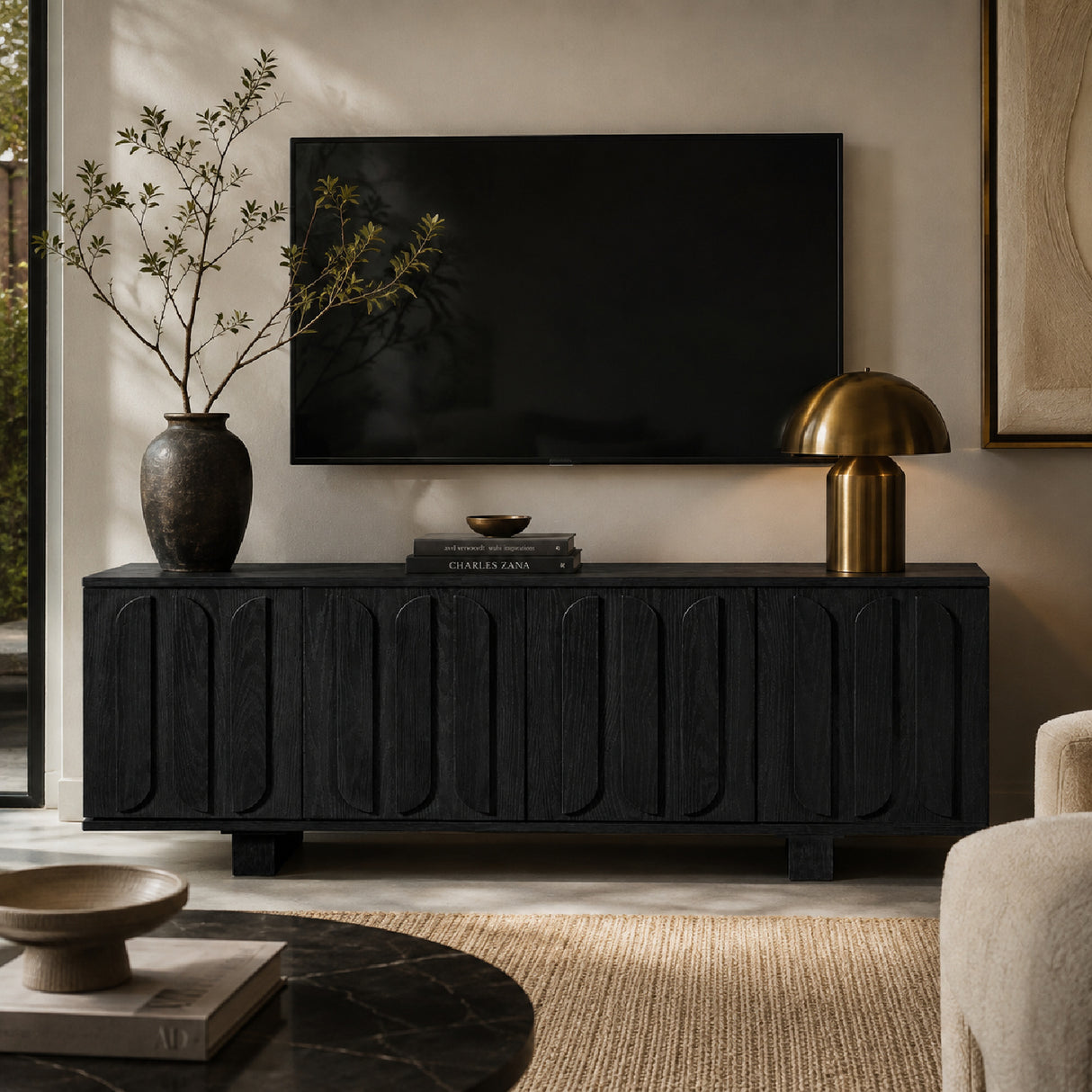 Modern European furniture - 63'' Black Vibe Haus TV Stand - www.oroa.com