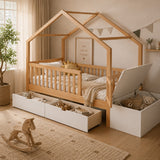 Solid Wood Bed Frame with Storage | OROA Kids