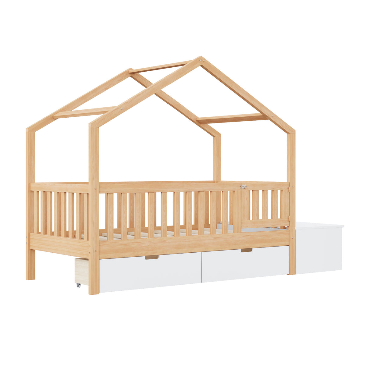 Solid Wood Bed Frame with Storage | OROA Kids