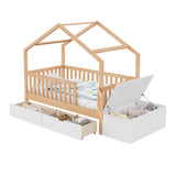 Solid Wood Bed Frame with Storage | OROA Kids