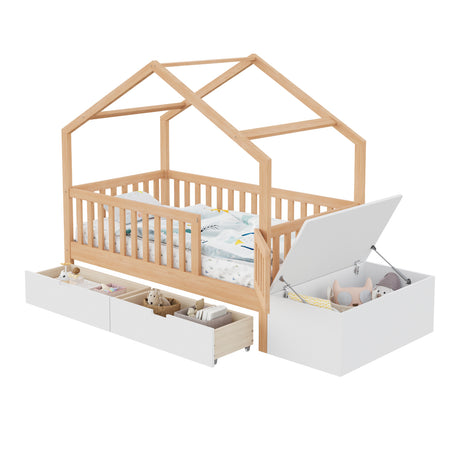 Solid Wood Bed Frame with Storage | OROA Kids