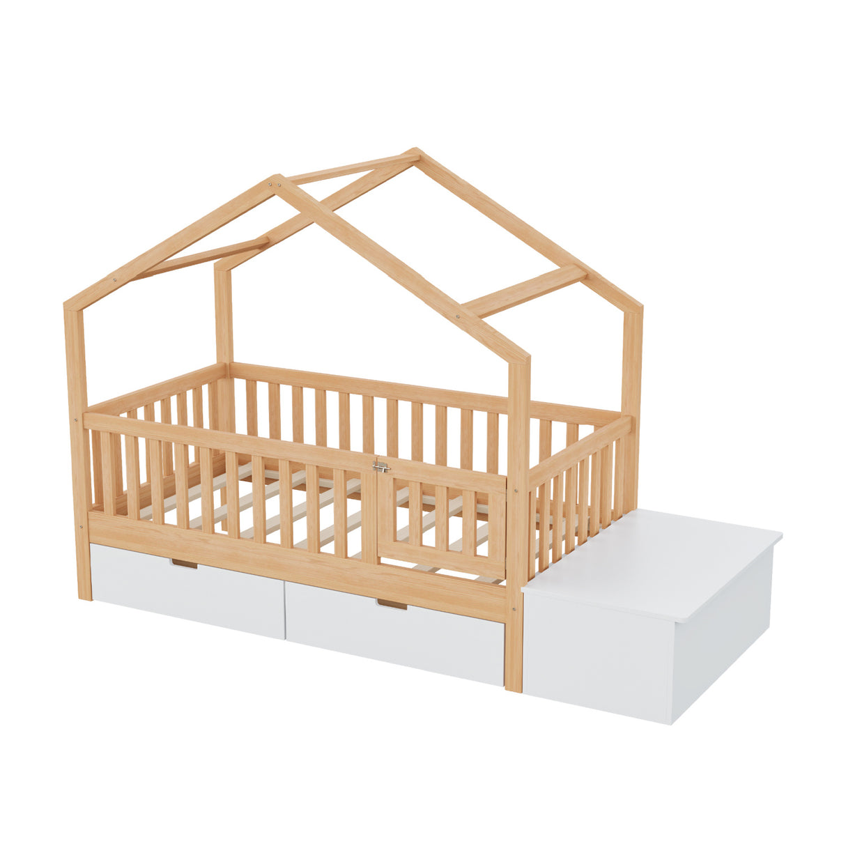 Solid Wood Bed Frame with Storage | OROA Kids