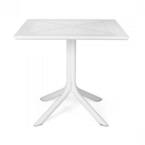 Perforated Square 4-Spoke Outdoor Dining Table – Clip – outdoor front view
