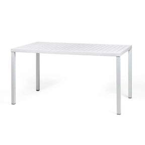 Rectangular Slatted Outdoor Dining Table – Cube – outdoor front view