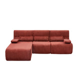 Modern Red Corduroy L-Shaped Sectional Sofa | OROA