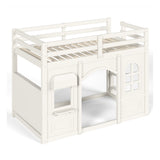 Twin Kids Playhouse Loft Bed with Storage Shelves | OROA Kids