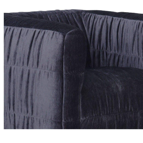 Blue Ruched Chenille Swivel Chair | Novi Living Robson