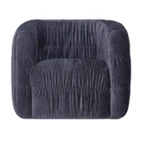 Blue Ruched Chenille Swivel Chair | Novi Living Robson