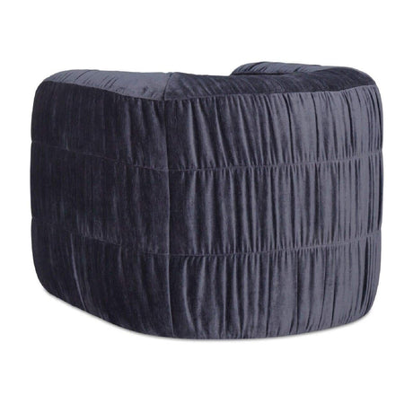 Blue Ruched Chenille Swivel Chair | Novi Living Robson