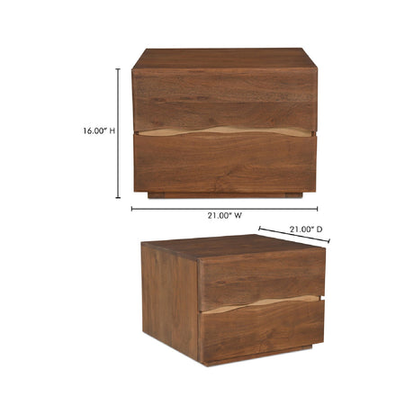 Modern European furniture - Solid Acacia 2-Drawer Nightstand - www.oroa.com