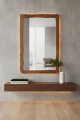 Modern European furniture - Brown Acacia Wood Mirror - www.oroa.com