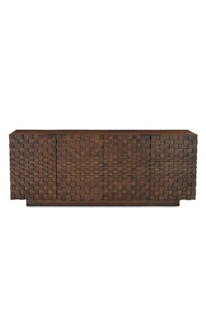 Modern European furniture - Geometric-Patterned Acacia 4-Door Sideboard - www.oroa.com
