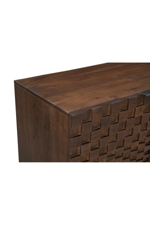 Modern European furniture - Geometric-Patterned Acacia 4-Door Sideboard - www.oroa.com
