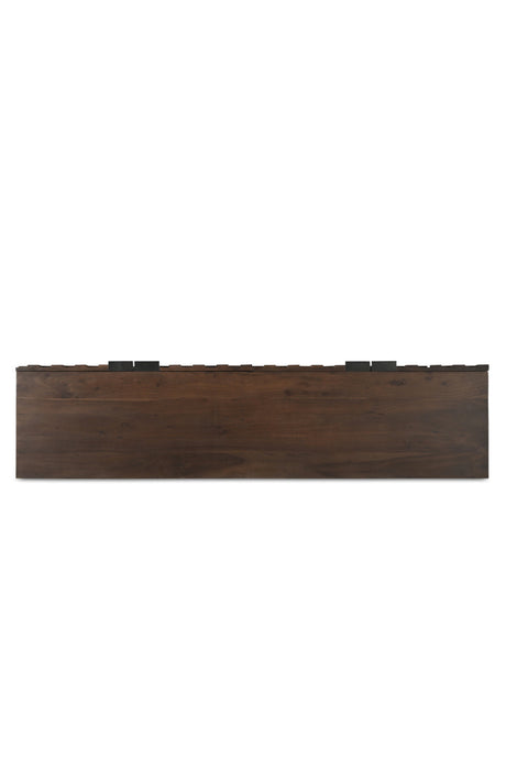 Modern European furniture - Geometric-Patterned Acacia 4-Door Sideboard - www.oroa.com