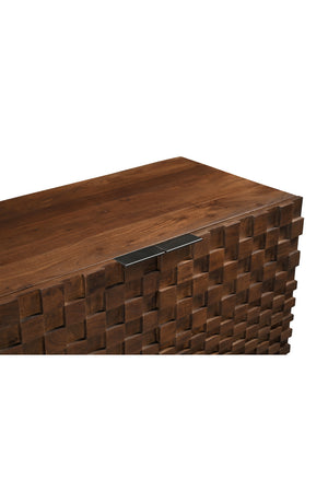 Modern European furniture - Geometric-Patterned Acacia 4-Door Sideboard - www.oroa.com