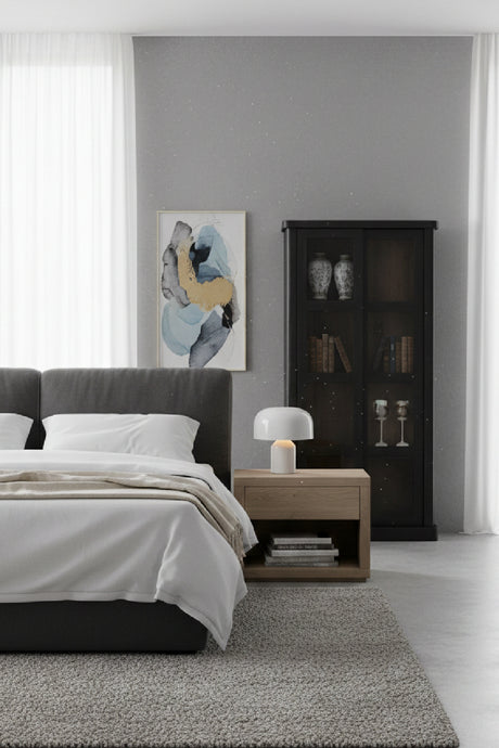 Modern European furniture - Black Sliding-Door Tall Cabinet - www.oroa.com
