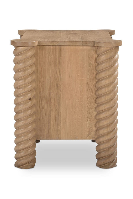 Modern European furniture - Oak Turned-Leg 2-Drawer Nightstand - www.oroa.com
